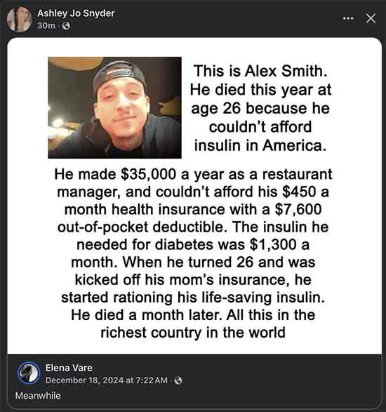 Alex Smith Died due to high insulin costs